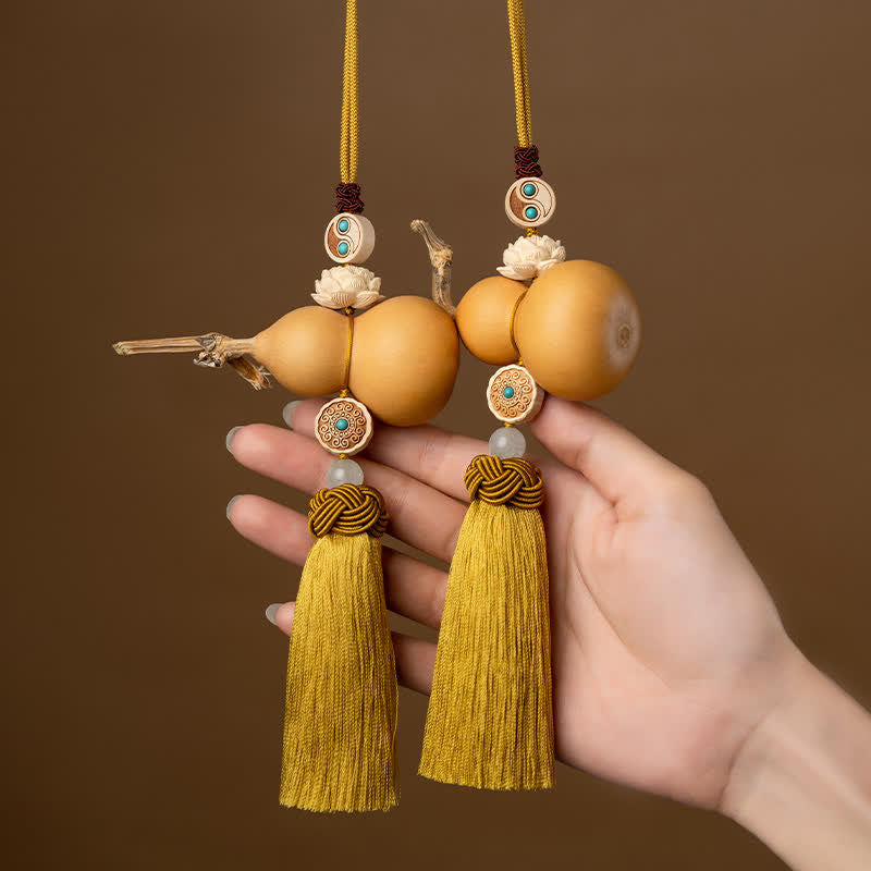 Mythstone Feng Shui Gourd Lotus Wealth Tassels Knot Decoration