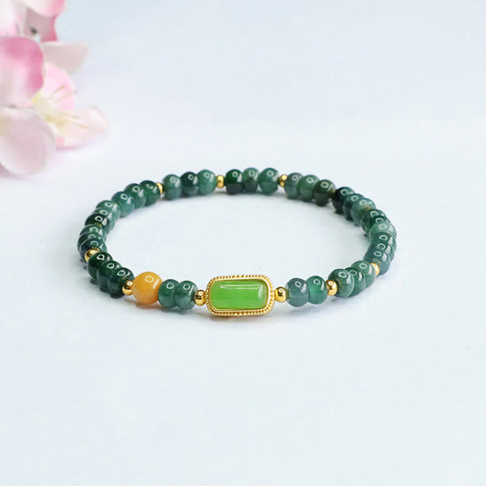 Pulsera de la suerte con topacio y jade verde natural Mythstone