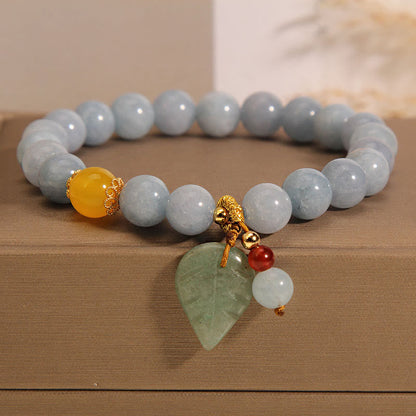 Mythstone Aquamarine Jade Leaf Healing Charm Bracelet