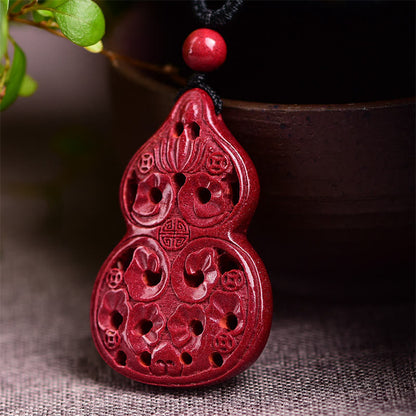 Mythstone Laughing Buddha Yin Yang Chinese Zodiac Gourd Natural Cinnabar Blessing Necklace Pendant