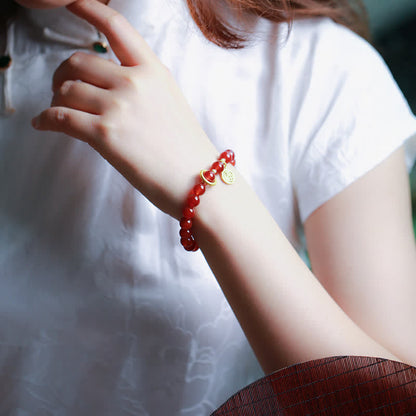 Pulsera de confianza con letras de bendición de ágata roja natural Mythstone