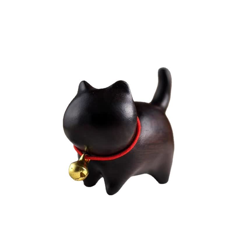 Mythstone Green Sandalwood Small Leaf Red Sandalwood Cute Cat Animals Soothing Peace Decorations