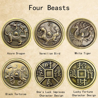 Mythstone Four Beasts Feng Shui Yin Yang Bagua Copper Coin Harmony Rotatable Decoration