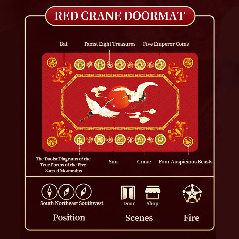 Mythstone Five Elements Lucky Crane Gourd Kirin Dragon Axe Nine Koi Fish Non-slip Foot Pad Doormat