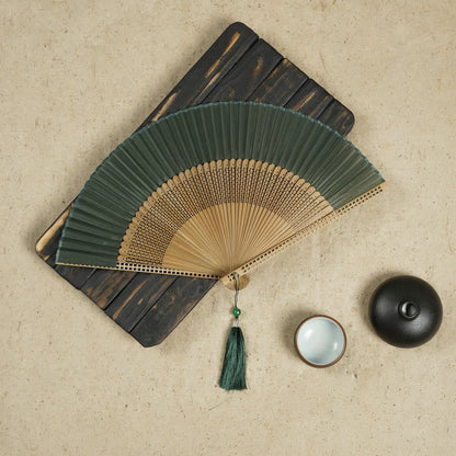 Mythstone Vintage Handheld Folding Fan With Bamboo Frames