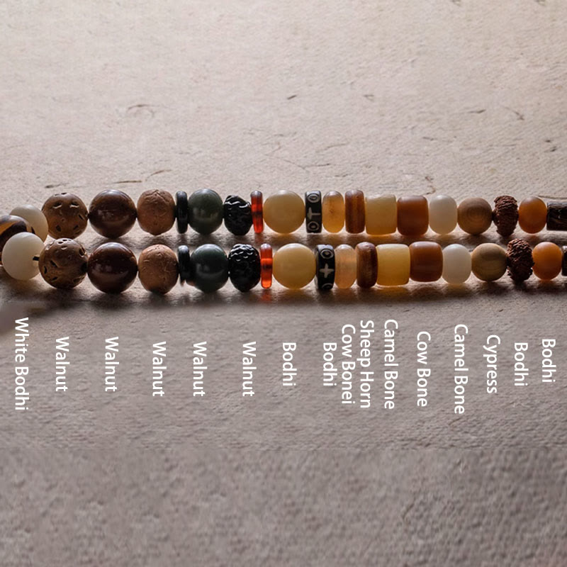 Mythstone Tibetan 108 Mala Beads Bodhi Seed Buddha Head Nine Palaces Eight Diagrams OM Wisdom Bracelet