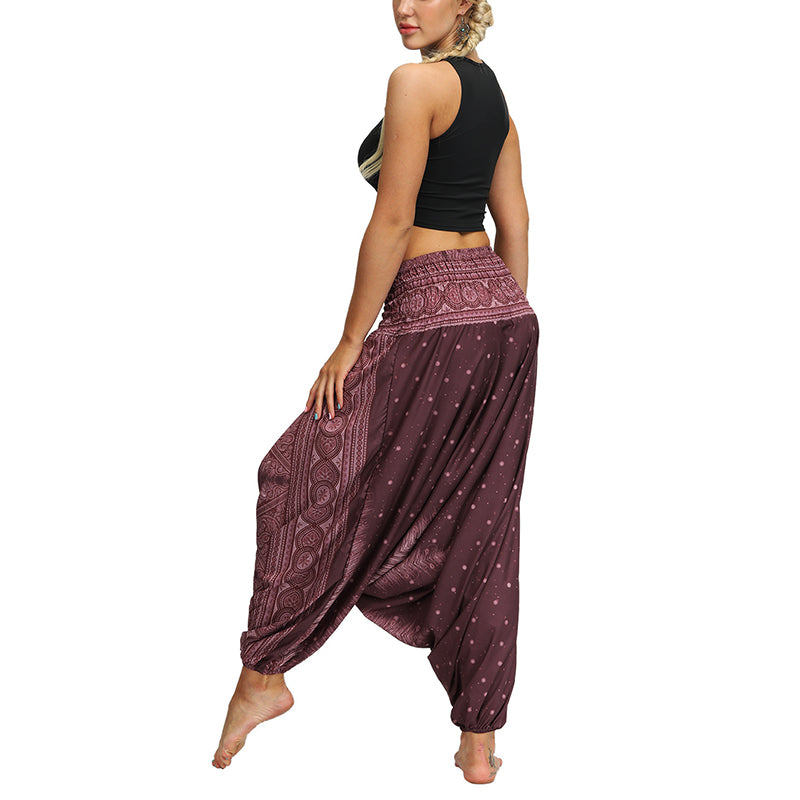 Mythstone Boho Feather Yoga Pants Hippie Harem Trousers Sports Fitness Dance Women's Pants