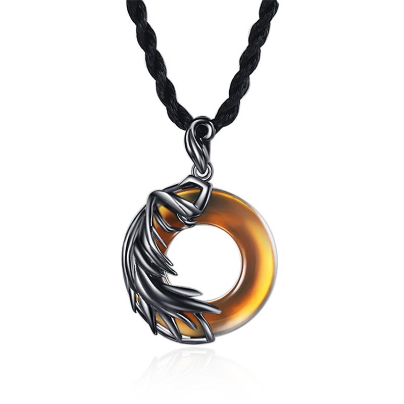 Mythstone Obsidian Chalcedony Meditation Round Pendant Necklace