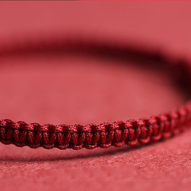 Mythstone Four Leaf Clover Five-petal Flower Cinnabar Blessing Red String Bracelet