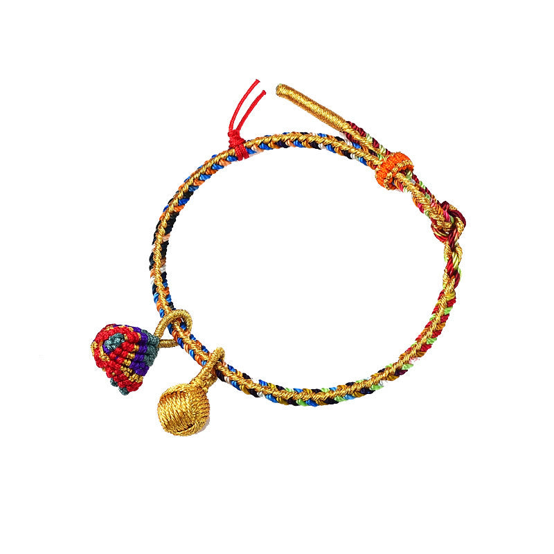 Mythstone Colorful Rope Luck Handmade Zongzi Golden Ball Charm Bracelet