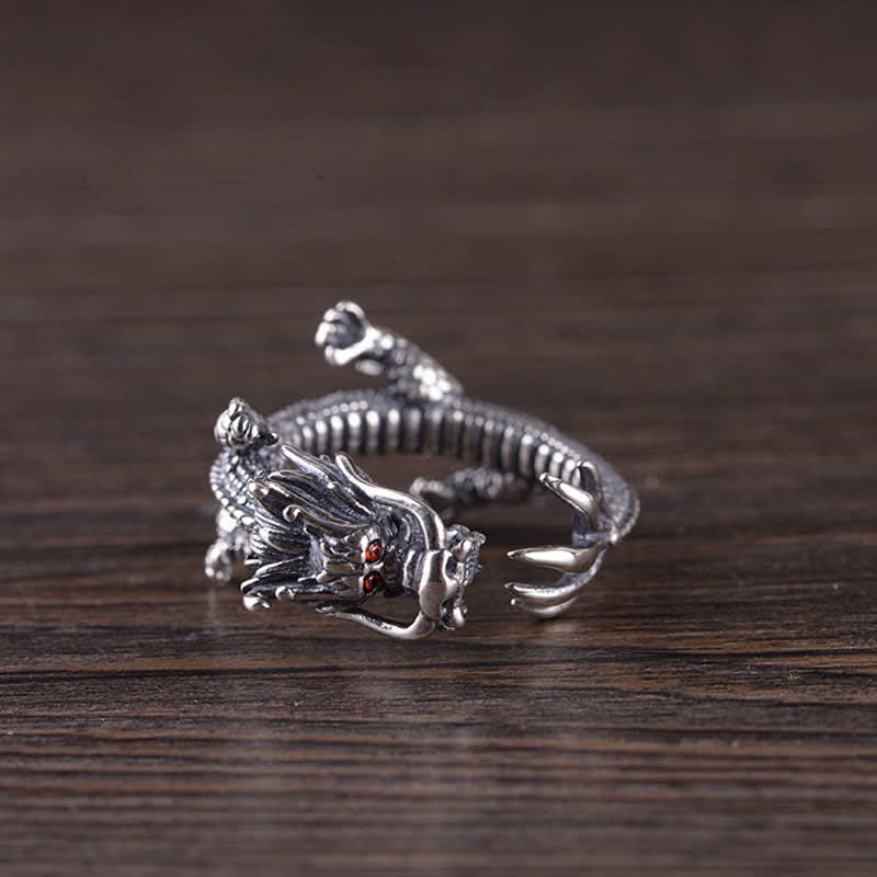 Mythstone 925 Sterling Silver Dragon Luck Protection Ring