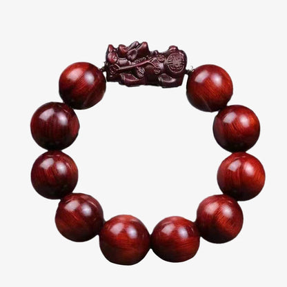 Mythstone Small Leaf Red Sandalwood PiXiu Protection Bracelet