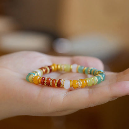 Mythstone Natural Red Agate Jade Rainbow Confidence Bracelet