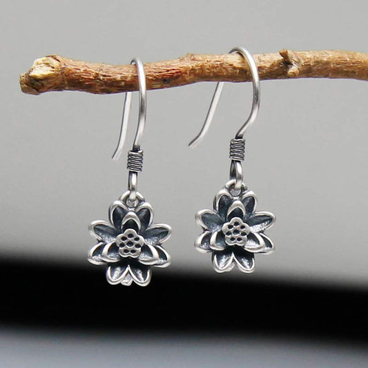 Mythstone 925 Sterling Silver Lotus Flower Enlightenment Earrings