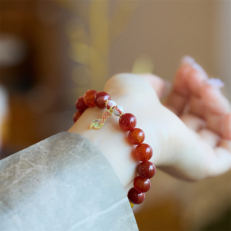 Pulsera con dije de confianza y cola de dragón con carácter Fu y talismán de paz de ágata roja natural de Mythstone 