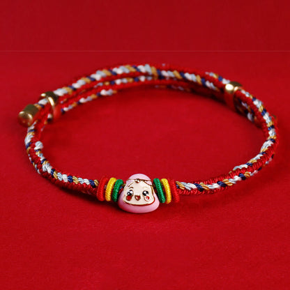 Mythstone Colorful Rope Zongzi Pattern Fu Character Luck Handmade Bracelet