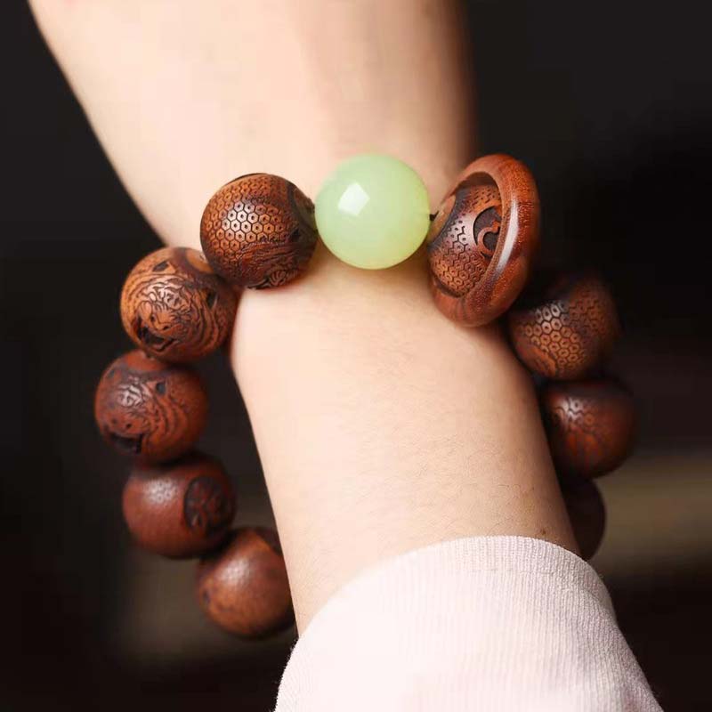 Mythstone Tibetan Rosewood Engraving Tiger Protection Bracelet