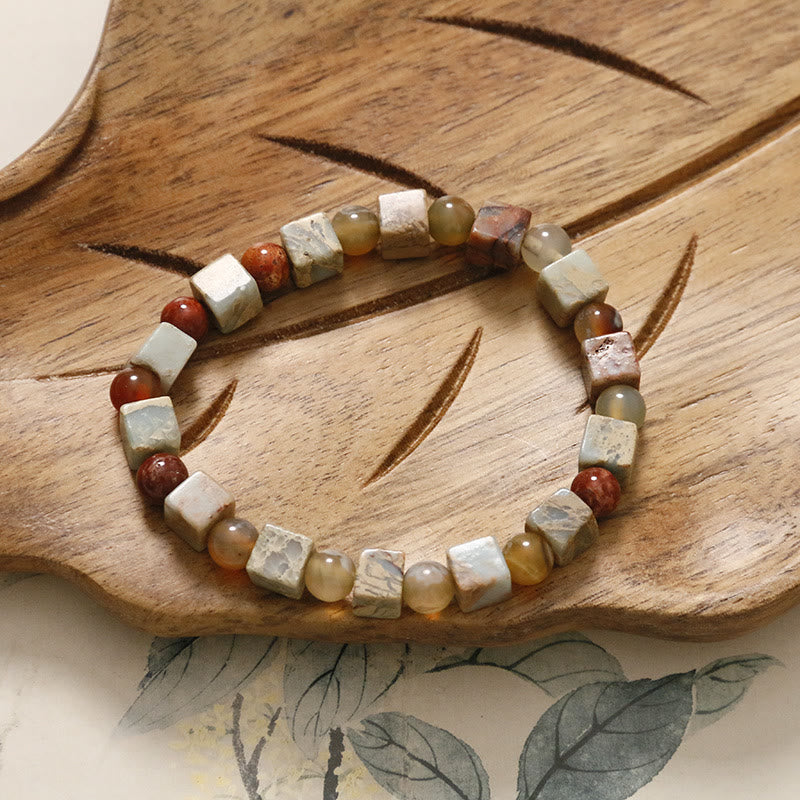 Mythstone Natural Stone Sea Sediment Jasper Agate Protection Bracelet