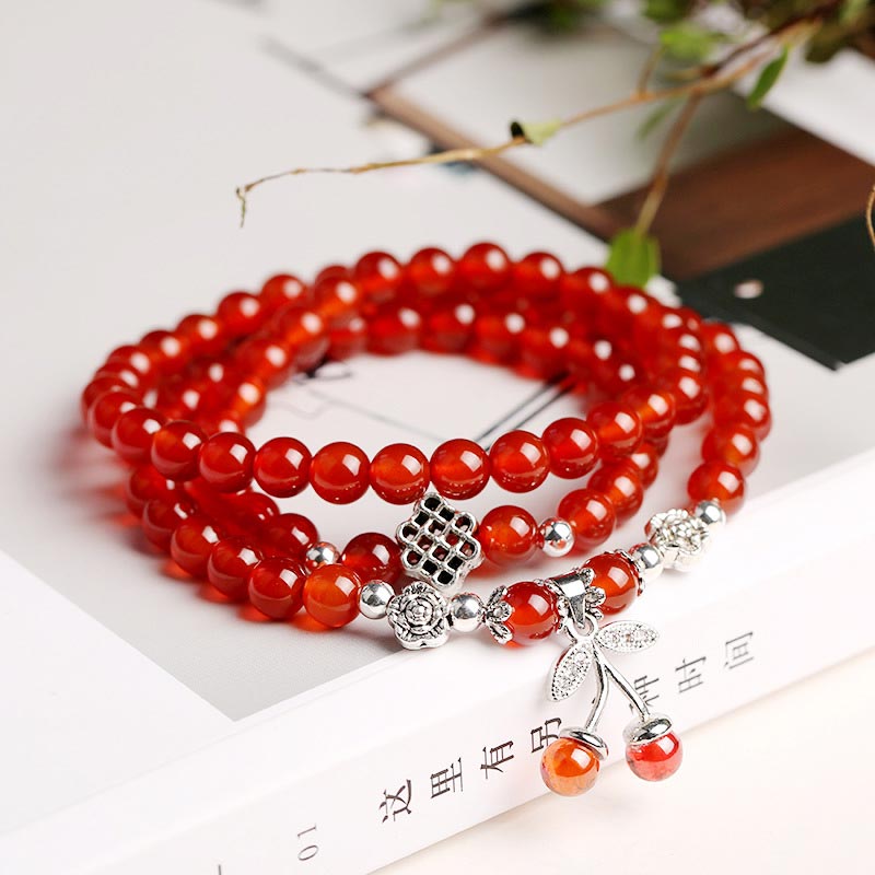 Pulsera y collar de bendición con cuentas de ágata roja natural Mythstone 