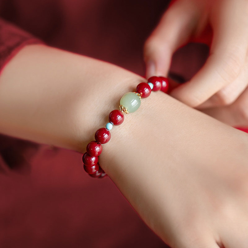 MythStone Cinnabar Green Aventurine Fortune Luck Bracelet