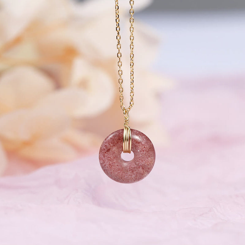 Mythstone 925 Sterling Silver Strawberry Quartz Healing Positive Necklace