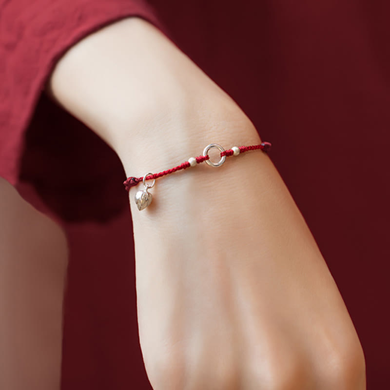 Mythstone 925 Sterling Silver Lucky Fortune Peace Joy Lotus Peace Buckle Red String Bracelet