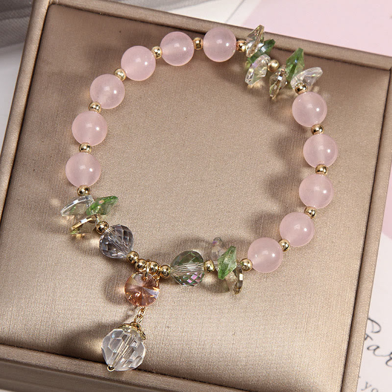 Mythstone Cat's Eye Pink Crystal Peace Charm Bracelet