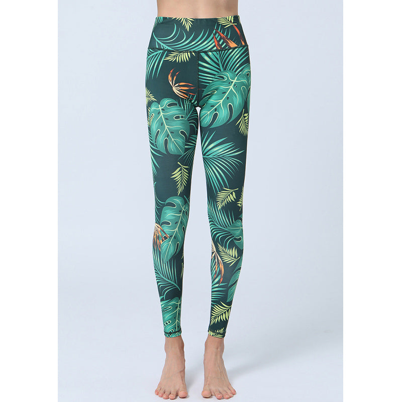 Pantalones con estampado de hojas de Mythstone, mallas deportivas de cintura alta para yoga y fitness, pantalones de yoga para mujer 