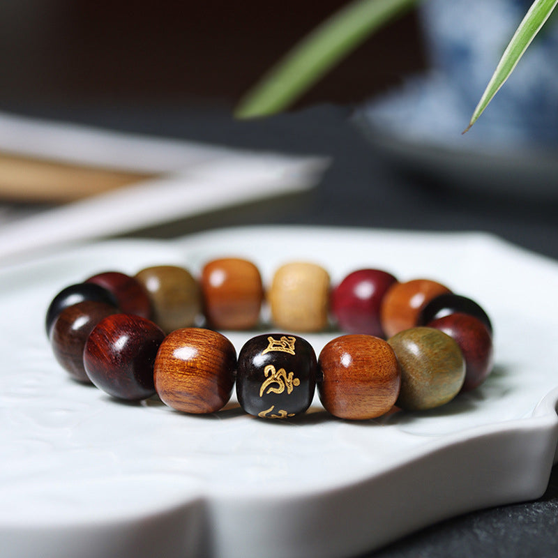 Mythstone Tibet Various Wood Om Mani Padme Hum Purity Bracelet