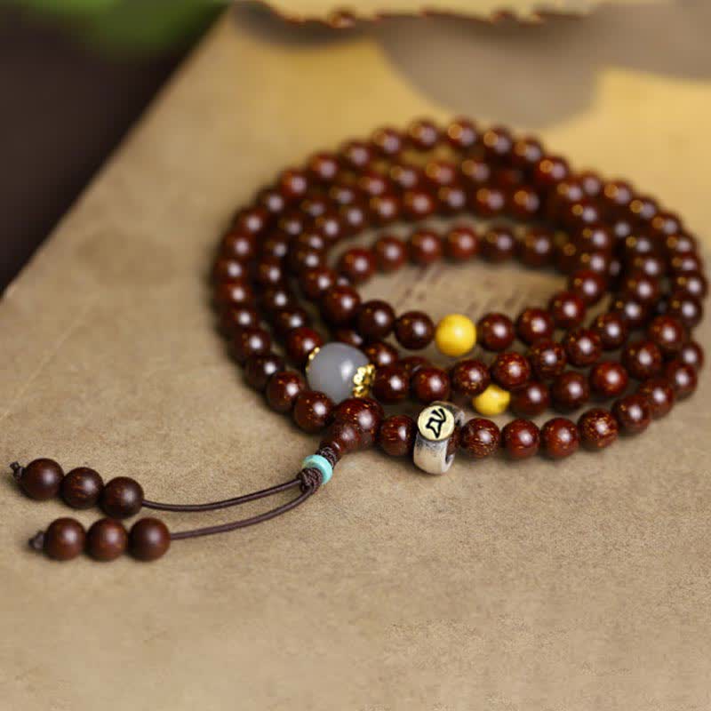 MythStone 925 Sterling Silver Indian Small Leaf Red Sandalwood Hetian Gray Jade Amber Gold Star Bracelet