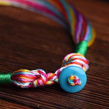 Pulsera de hilo de cinco hilos de colores hecha a mano con Mythstone tibetano para adultos y niños con protección para el Festival del Barco del Dragón