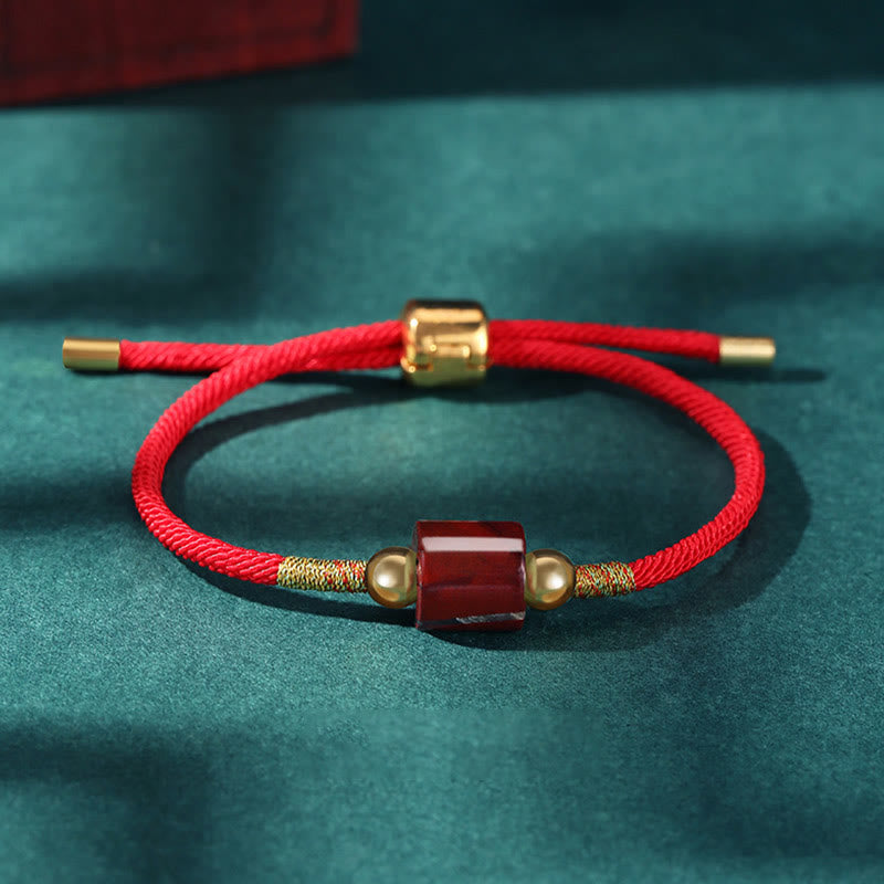 Pulsera trenzada de cuerda con piedra roja, malaquita y aventurina verde hecha a mano del Tíbet para proteger la suerte 