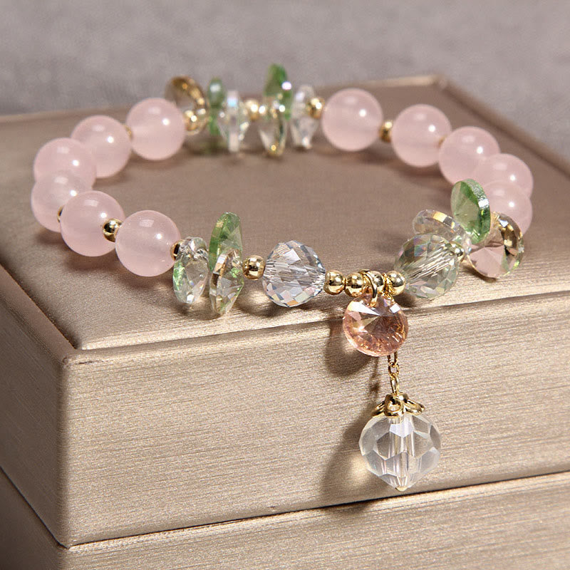 Mythstone Cat's Eye Pink Crystal Peace Charm Bracelet