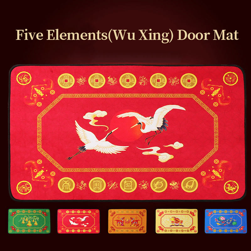 Mythstone Five Elements Lucky Crane Gourd Kirin Dragon Axe Nine Koi Fish Non-slip Foot Pad Doormat