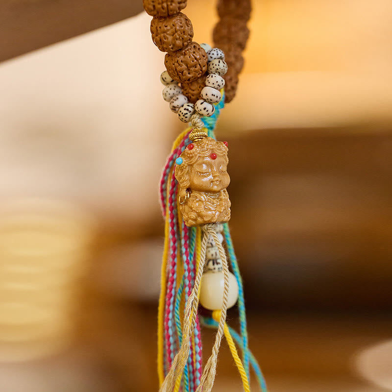 Pulsera de amuleto de la suerte y la riqueza con semillas de Bodhi de Rudraksha del Tíbet Mythstone