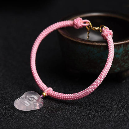 Mythstone Lucky Pink Crystal Fox Love String Bracelet