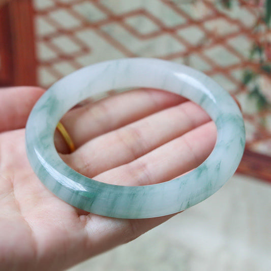 Mythstone Natural Jade Luck Prosperity Bangle Bracelet