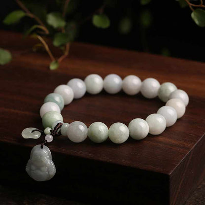 Mythstone Natural Jade Pi Xiu Buddha Gourd Apple Success Bracelet