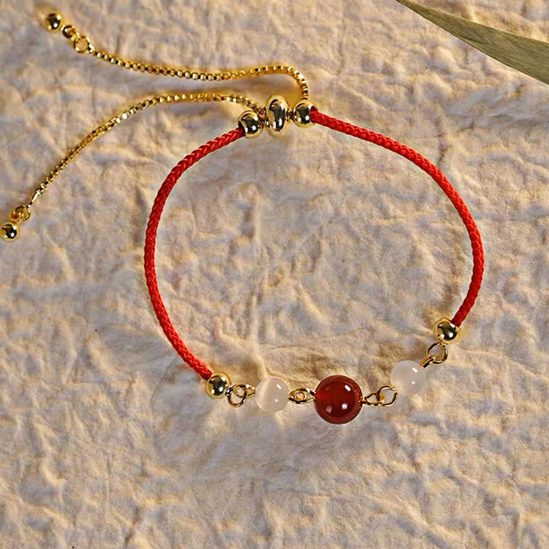 Mythstone Red Agate Cat Eye Braided String Confidence Bracelet