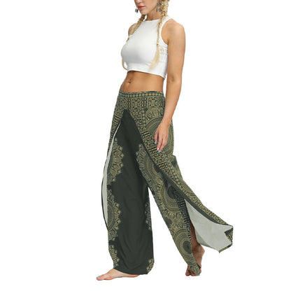 Mythstone Boho Pants Wide Leg Pants with Slits Sports Fitness Dance Women's Yoga Pants