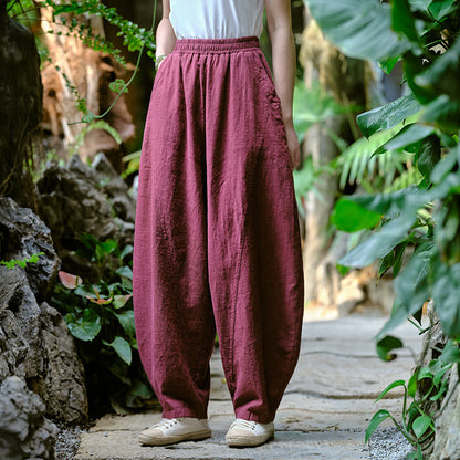 Pantalones de yoga holgados tipo harén con bolsillos y color liso de Mythstone 