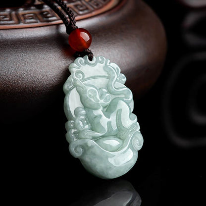 Mythstone Natural Jade 12 Chinese Zodiac Sucess Pendant Necklace Necklaces & Pendants Mythstone 1