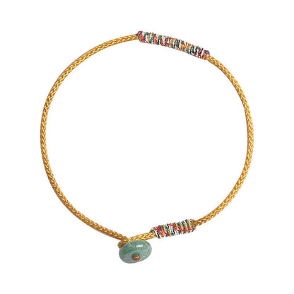 Pulsera trenzada de cuerda con aventurina verde tibetana hecha a mano para proteger la suerte 