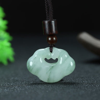 Mythstone Tianshan Jade Golden Silk Jade Chinese Lock Charm Abundance Necklace Pendant