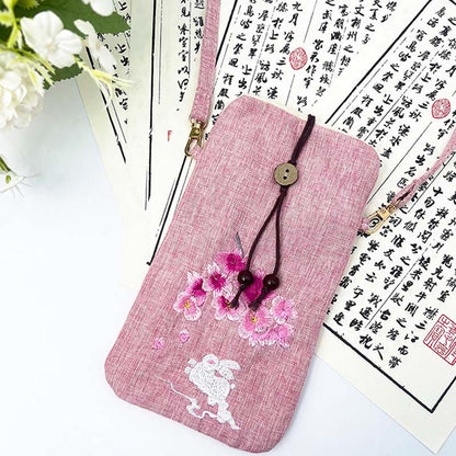 Mythstone Small Embroidered Flowers Crossbody Bag Shoulder Bag Cellphone Bag 11*20cm