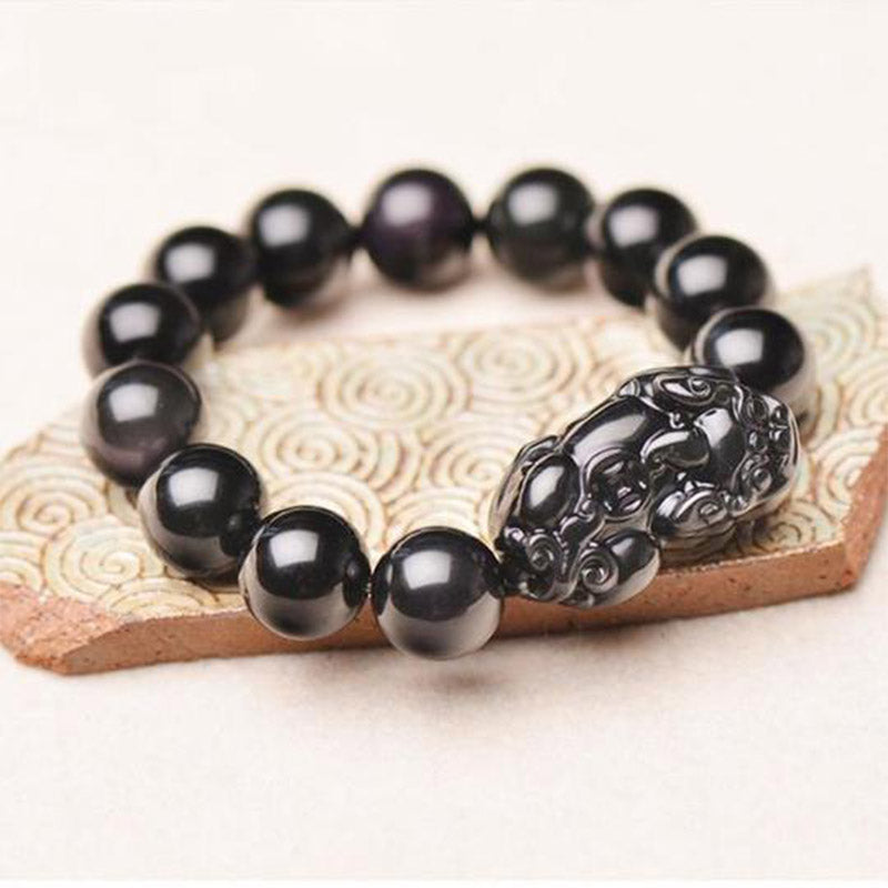 Mythstone FengShui PiXiu Obsidian Wealth Bracelet