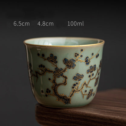 Mythstone Butterfly Flower Lotus Koi Fish Plum Blossom Ceramic Teacup Kung Fu Tea Cup 100ml