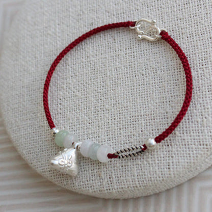 Mythstone 925 Sterling Silver Jade Red String Zongzi Charm Abundance Bracelet