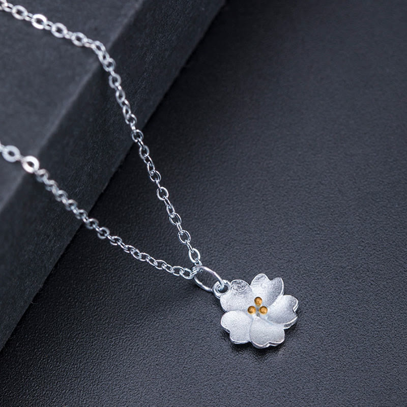 Mythstone 925 Sterling Silver Cherry Blossom Flower Blessing Necklace Pendant