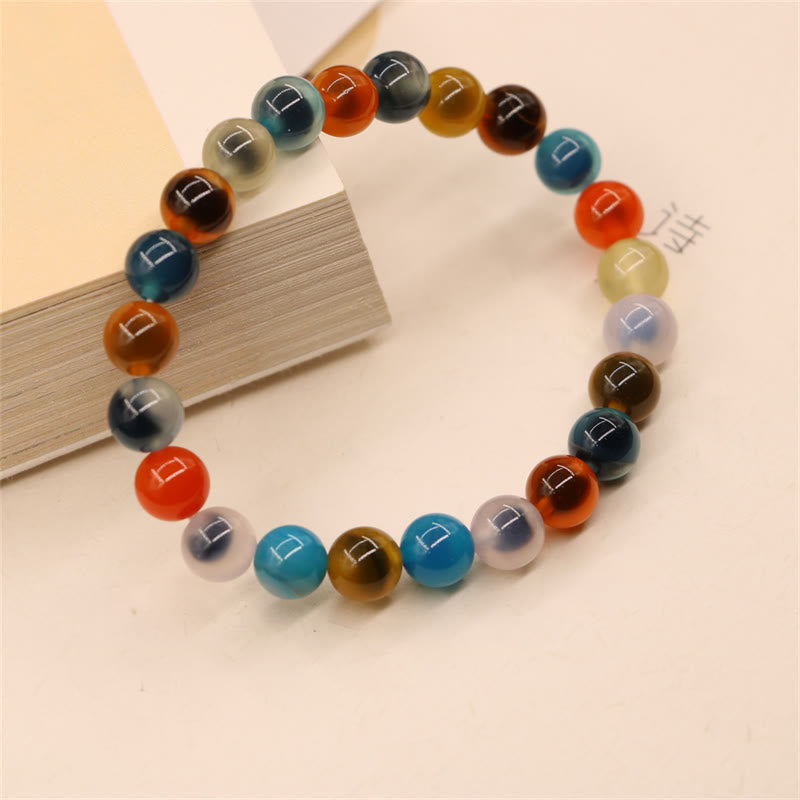 Pulsera de cuentas de ágata de caramelo de colores Mythstone con poder curativo